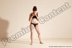 Underwear Martial art Woman White Moving poses Slim medium brown Dynamic poses Academic